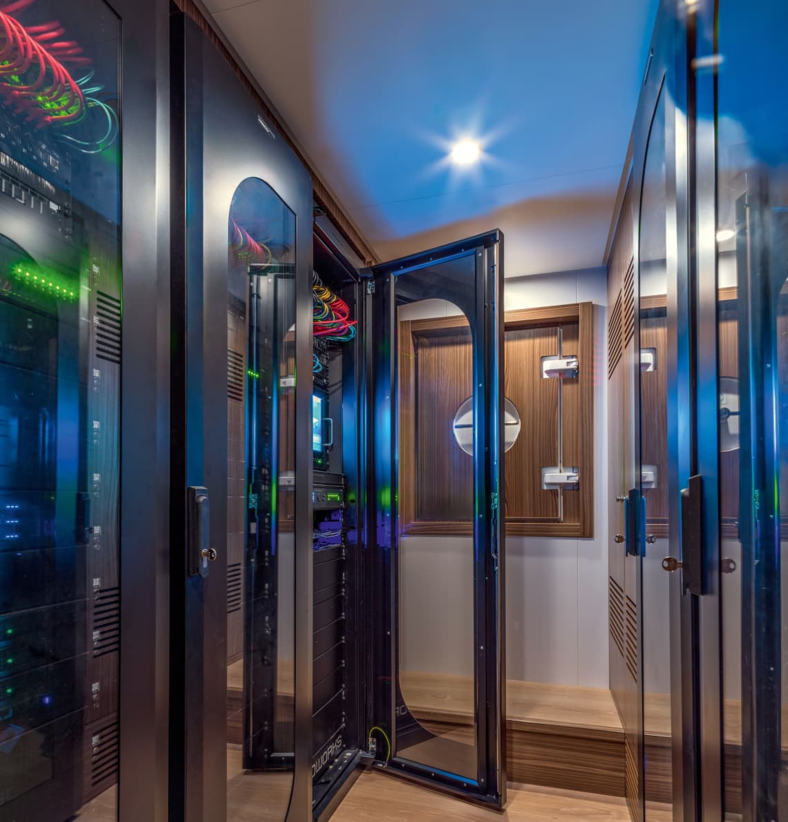 The electrical room of a yacht