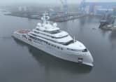 O3 318ft Lurssen completed superyacht - aerial view