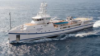 GARCON 220ft Amels completed superyacht - profile view