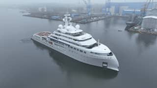 O3 318ft Lurssen completed superyacht - aerial view