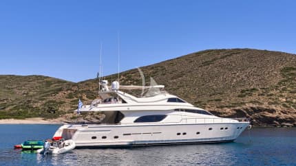 79ft Ferretti Yachts yacht APEu0399RON BLUE u2014 at anchor