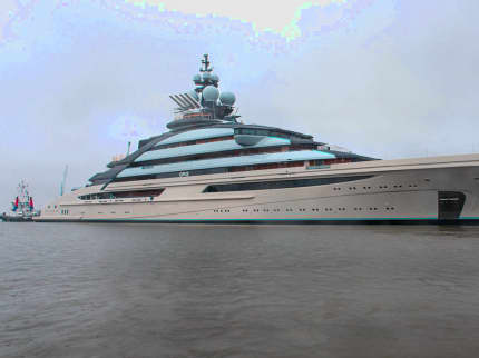 OPUS 464ft Lurssen completed superyacht - profile view