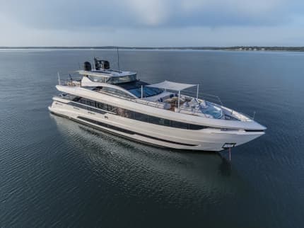 MYSTERE 109ft Mangusta sold superyacht - profile view