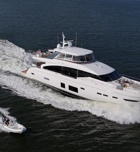 LADY J 88ft Princess luxury motor yacht - aerial view