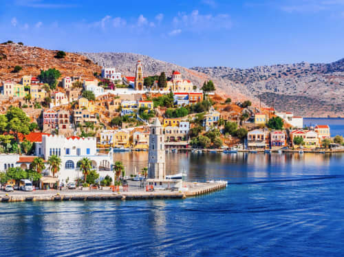 Greece coastal skyline - luxury yacht charter