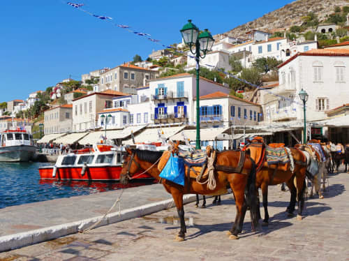 Greece coastal skyline - luxury yacht charter