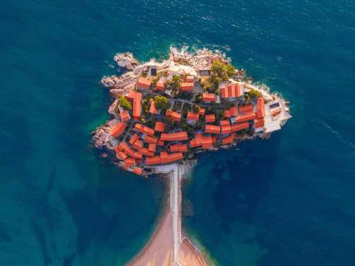 Montenegro island aerial view - luxury yacht charter