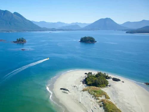 North America island aerial view - luxury yacht charter