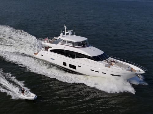 LADY J 88ft Princess luxury motor yacht - aerial view