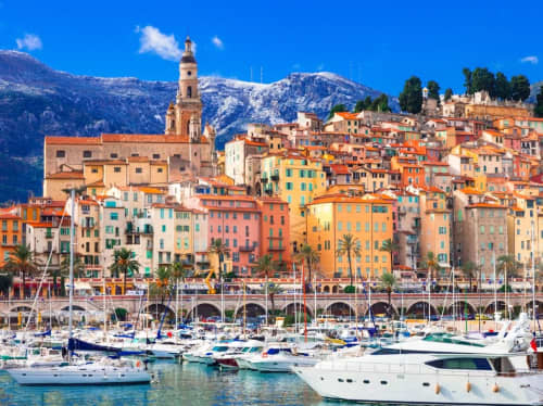 French Riviera coastal skyline - luxury yacht charter