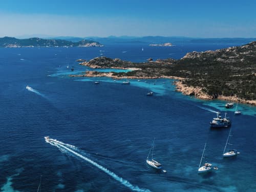 Mediterranean island aerial view - luxury yacht charter
