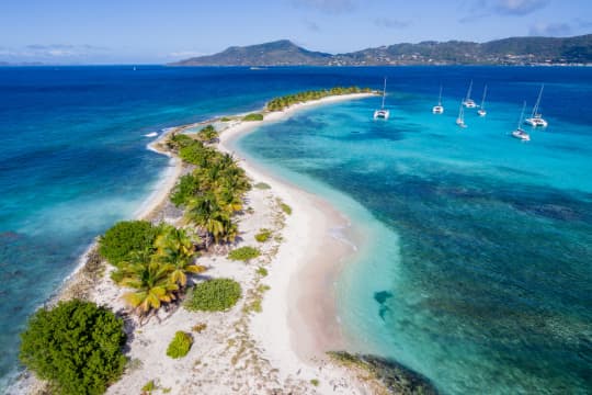 Peninsula on the Carribeean Sea with Yachts