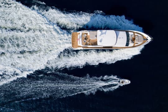 LADY J 88ft Princess luxury motor yacht - aerial view