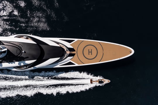 AHPO 378ft Lurssen luxury superyacht - aerial view