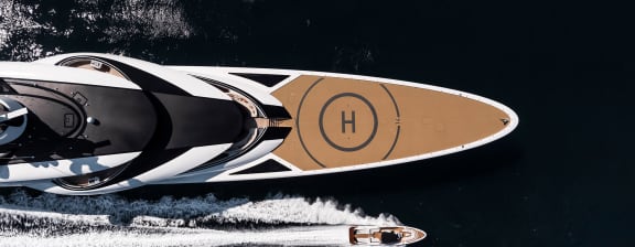 AHPO 378ft Lurssen luxury superyacht - aerial view