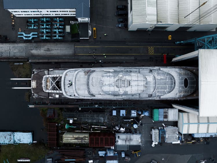 Lurssen Project JASSJ overhead in slipway