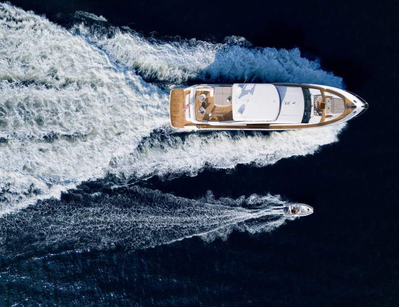 LADY J 88ft Princess luxury motor yacht - aerial view